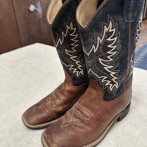 Old West Kids Brown and Black Western Cowboy Boots size 5.0